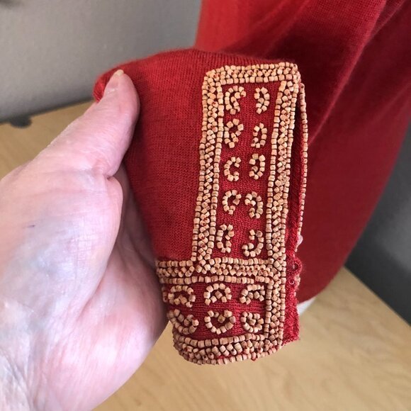 Hand Made in Nepal Cashmere & Silk Sweater - Heavily Beaded - Picture 7 of 10